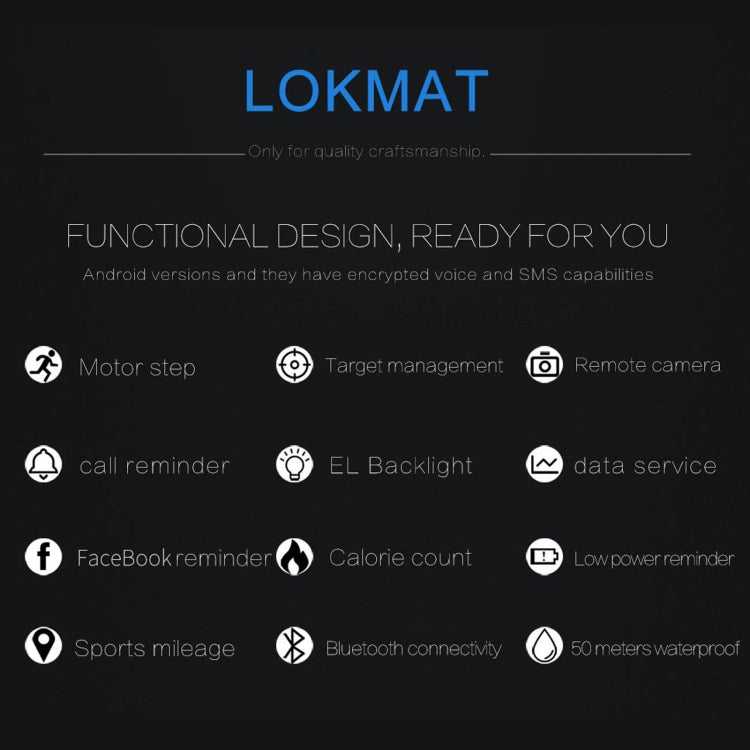 Lokmat MK16 LCD Screen 50m Waterproof Smart Watch, Support Information Reminder / Remote Camera / Walking Motion Monitor(Blue) - free shipping - PMC TechLife - Order now!