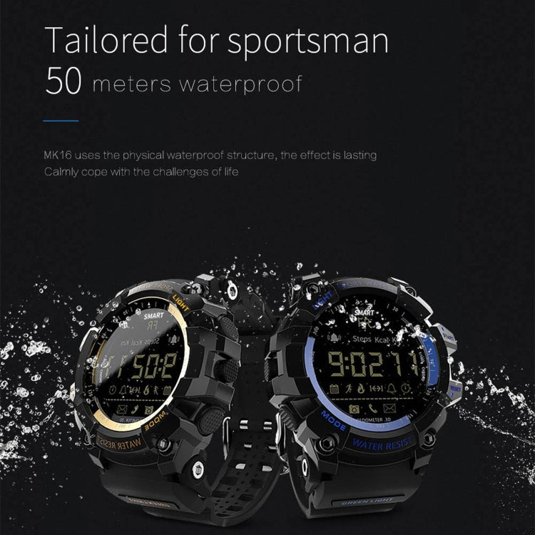 Lokmat MK16 LCD Screen 50m Waterproof Smart Watch, Support Information Reminder / Remote Camera / Walking Motion Monitor(Blue) - free shipping - PMC TechLife - Order now!