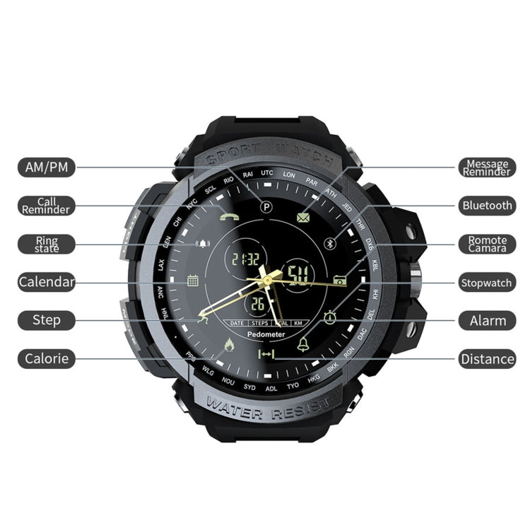 Lokmat MK28 1.4 inch FSTN Screen IP68 Waterproof Smart Watch, Support Information Reminder / Remote Camera / Sport Record(Black) - free shipping - PMC TechLife - Order now!