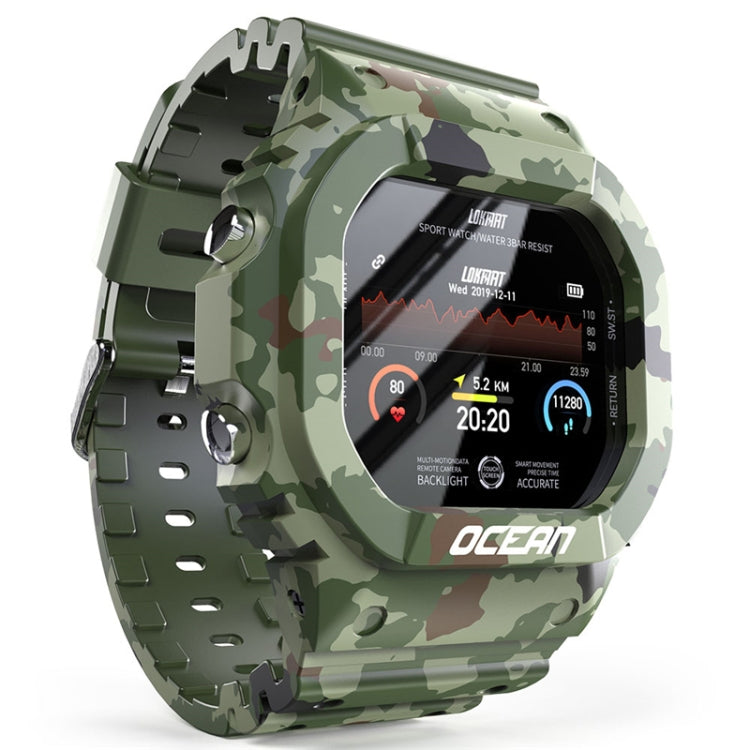 Lokmat OCEAN 1.14 inch TFT Touch Screen IP68 Waterproof Smart Watch, Support Information Reminder / Sleep Monitor / Sport Record(Camouflage Green) - free shipping - PMC TechLife - Order now!