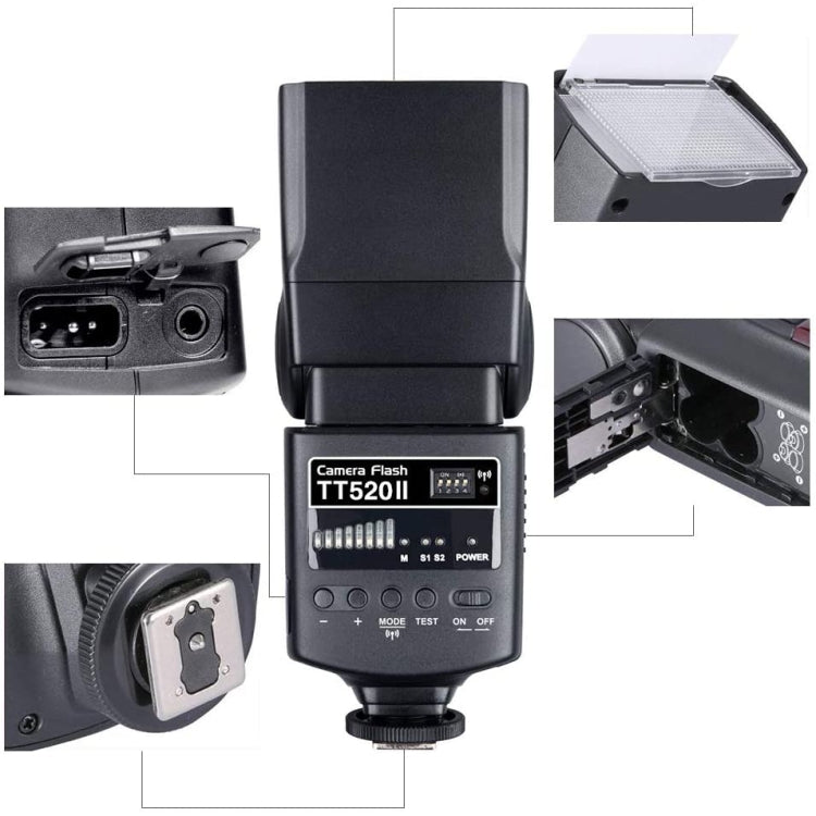 Godox TT520II 433MHZ Wireless 1/300s-1/2000s HSS Flash Speedlite Camera Top Fill Light for Canon / Nikon DSLR Cameras(Black) - free shipping - PMC TechLife - Order now!