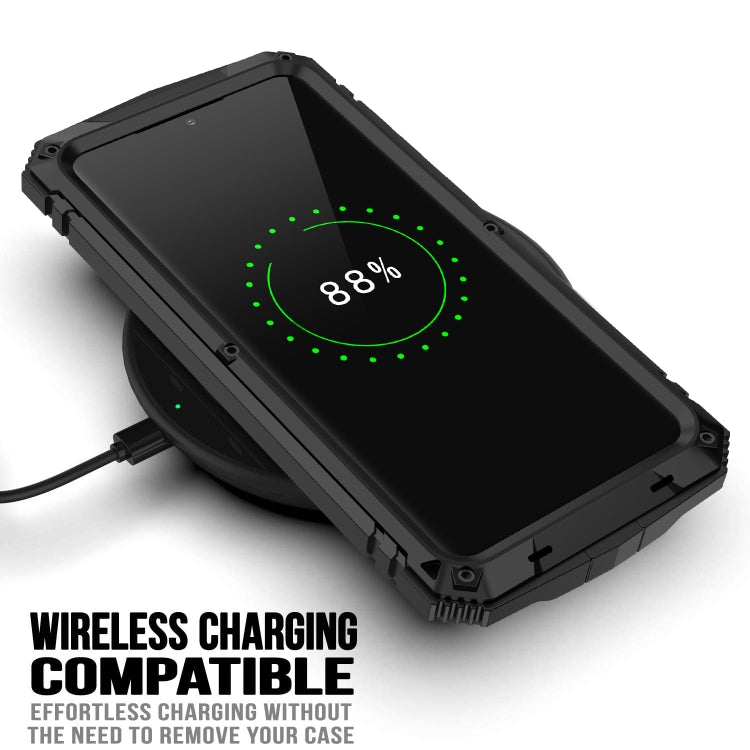 For Samsung Galaxy S21 5G R-JUST Shockproof Waterproof Dust-proof Metal + Silicone Protective Case with Holder(Black) - free shipping - PMC TechLife - Order now!