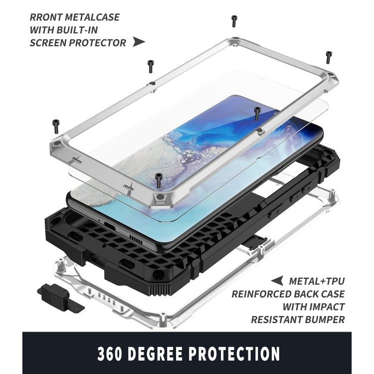 For Samsung Galaxy S21 Ultra 5G R-JUST Shockproof Waterproof Dust-proof Metal + Silicone Protective Case with Holder(Silver) - Galaxy S21 Ultra 5G Cases by R-JUST | Online Shopping South Africa | PMC TechLife | Buy Now Pay Later Mobicred