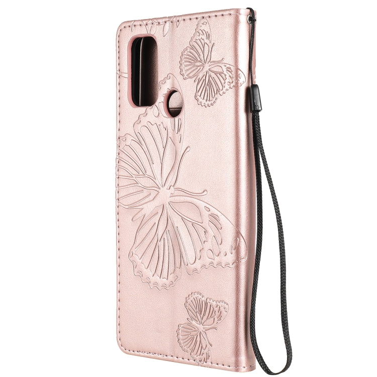 For OPPO A53 (2020) / A53s / A33 (2020) / A32 3D Butterflies Embossing Pattern Horizontal Flip Leather Case with Holder & Card Slot & Wallet(Rose Gold) - free shipping - PMC TechLife - Order now!