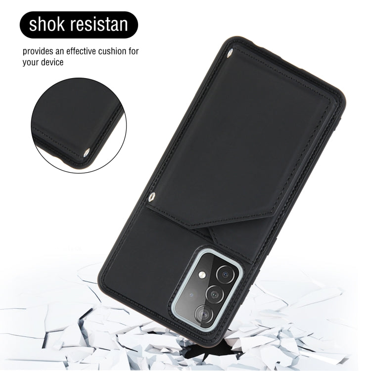 For Samsung Galaxy A52 5G / 4G Skin Feel PU + TPU + PC Back Cover Shockproof Case with Card Slots & Holder & Photo Frame(Black) - Galaxy Phone Cases by PMC TechLife | Online Shopping South Africa | PMC TechLife