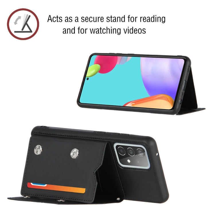 For Samsung Galaxy A52 5G / 4G Skin Feel PU + TPU + PC Back Cover Shockproof Case with Card Slots & Holder & Photo Frame(Black) - Galaxy Phone Cases by PMC TechLife | Online Shopping South Africa | PMC TechLife