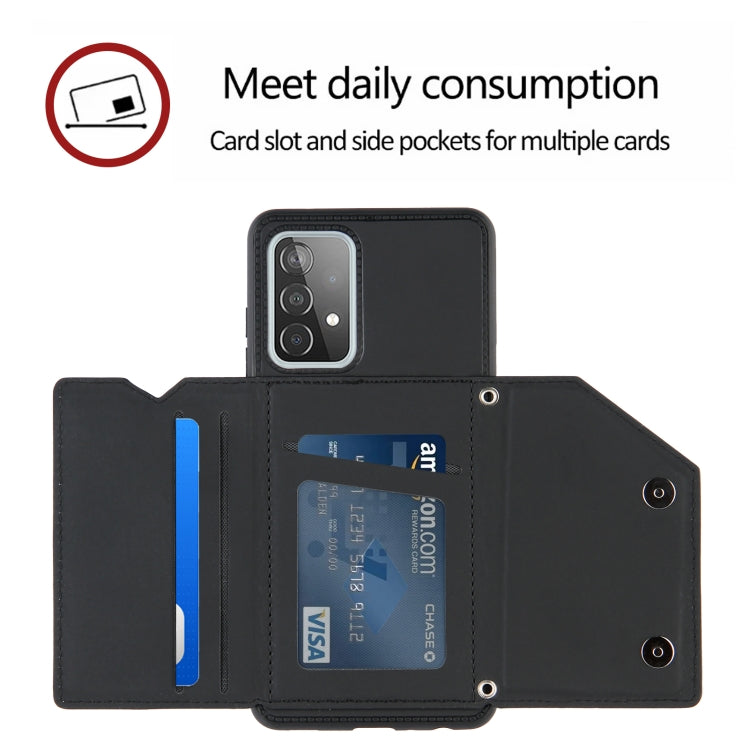 For Samsung Galaxy A52 5G / 4G Skin Feel PU + TPU + PC Back Cover Shockproof Case with Card Slots & Holder & Photo Frame(Black) - Galaxy Phone Cases by PMC TechLife | Online Shopping South Africa | PMC TechLife