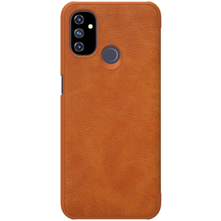 For OnePlus Nord N100 NILLKIN QIN Series Crazy Horse Texture Horizontal Flip Leather Case with Card Slot(Brown) - OnePlus Cases by NILLKIN | Online Shopping South Africa | PMC TechLife