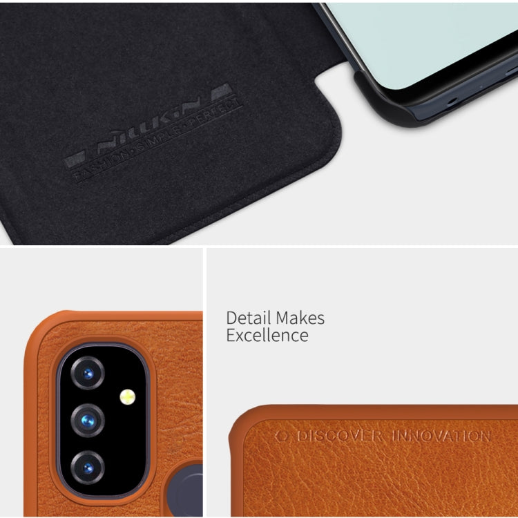 For OnePlus Nord N100 NILLKIN QIN Series Crazy Horse Texture Horizontal Flip Leather Case with Card Slot(Brown) - OnePlus Cases by NILLKIN | Online Shopping South Africa | PMC TechLife