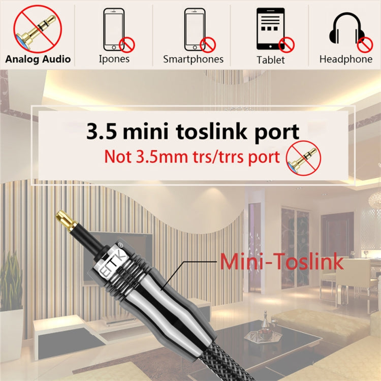 EMK OD6.0mm 3.5mm Digital Sound Toslink to Mini Toslink Digital Optical Audio Cable, Length:1m - free shipping - PMC TechLife - Order now!