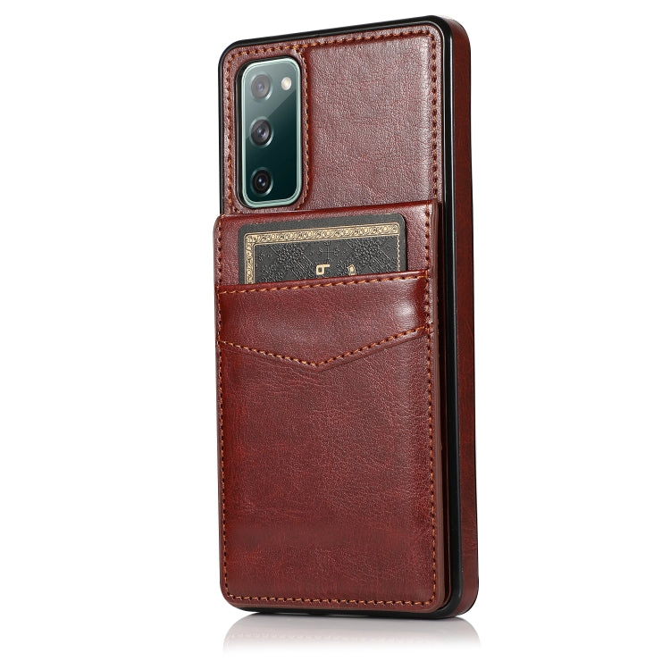 For Samsung Galaxy S20 FE Solid Color PC + TPU Protective Case with Holder & Card Slots(Brown) - Galaxy S20 FE Cases by PMC TechLife | Online Shopping South Africa | PMC TechLife | Buy Now Pay Later Mobicred