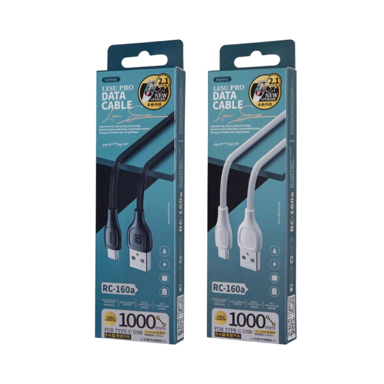 Remax RC-160a 2.1A Type-C / USB-C Lesu Pro Series Charging Data Cable, Length: 1m (Black) - USB-C & Type-C Cable by REMAX | Online Shopping South Africa | PMC TechLife | Buy Now Pay Later Mobicred