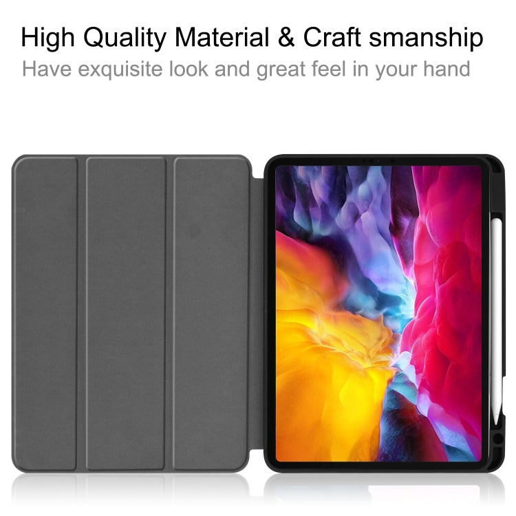 For iPad Pro 11 2022 / 2021 Pure Color Horizontal Flip TPU + PU Leather Tablet Case with Three-folding Holder & Sleep / Wake-up Function & Pen Slot(Black) - free shipping - PMC TechLife - Order now!