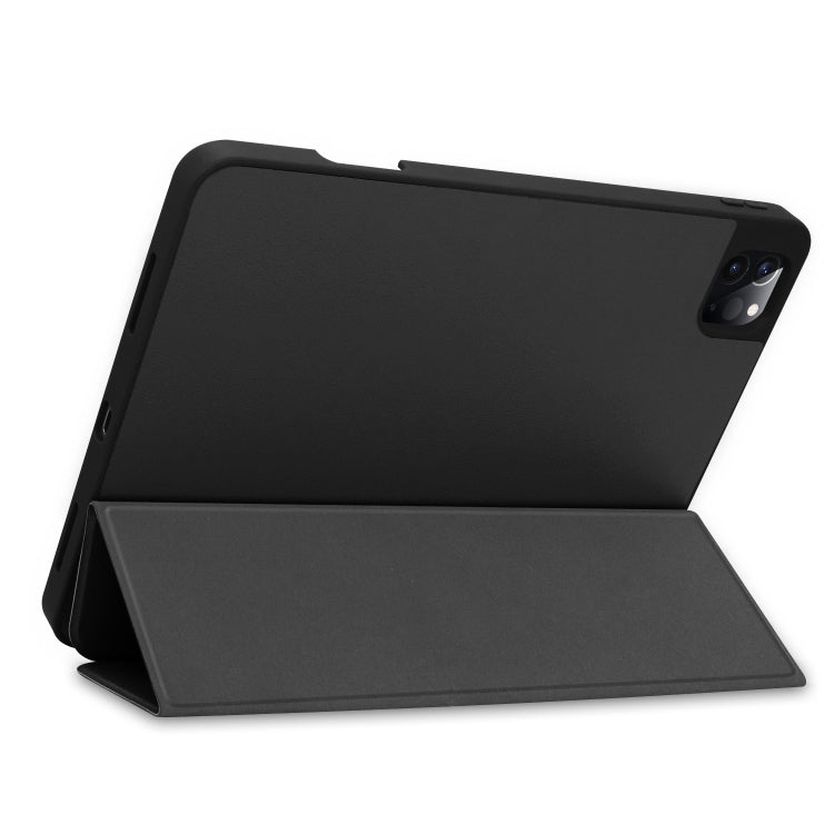 For iPad Pro 11 2022 / 2021 Pure Color Horizontal Flip TPU + PU Leather Tablet Case with Three-folding Holder & Sleep / Wake-up Function & Pen Slot(Black) - free shipping - PMC TechLife - Order now!