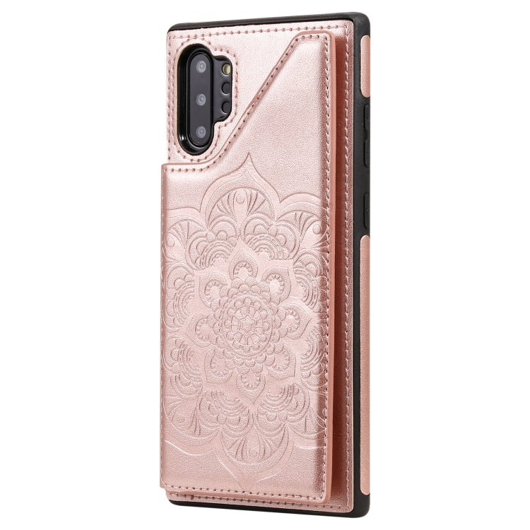 For Samsung Galaxy Note 10 Pro Flower Embossing Pattern Shockproof Protective Case with Holder & Card Slots & Photo Frame(Rose Gold) - free shipping - PMC TechLife - Order now!