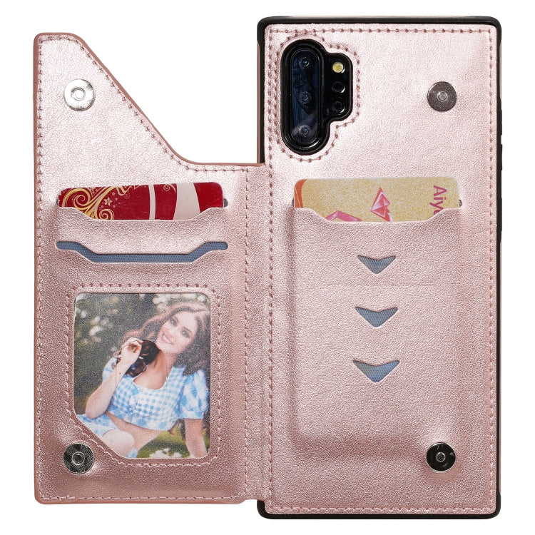 For Samsung Galaxy Note 10 Pro Flower Embossing Pattern Shockproof Protective Case with Holder & Card Slots & Photo Frame(Rose Gold) - free shipping - PMC TechLife - Order now!