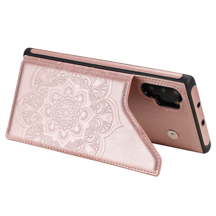 For Samsung Galaxy Note 10 Pro Flower Embossing Pattern Shockproof Protective Case with Holder & Card Slots & Photo Frame(Rose Gold) - free shipping - PMC TechLife - Order now!
