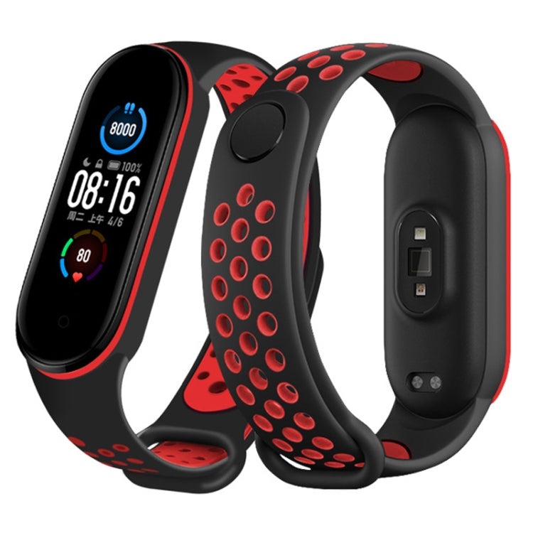 For Xiaomi Mi Band 6 (CA8856) Breathable Silicone Watch Band with Holes(Black+Red) - free shipping - PMC TechLife - Order now!