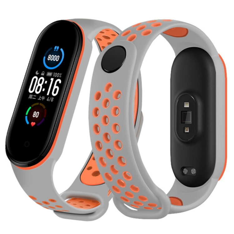 For Xiaomi Mi Band 6 (CA8856) Breathable Silicone Watch Band with Holes(Grey+Orange) - free shipping - PMC TechLife - Order now!