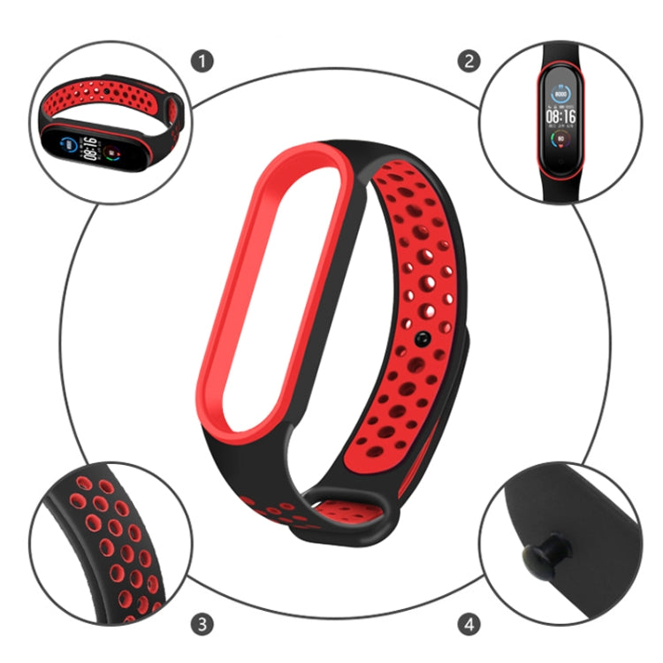For Xiaomi Mi Band 6 (CA8856) Breathable Silicone Watch Band with Holes(Black+Red) - free shipping - PMC TechLife - Order now!