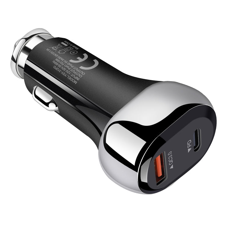 YSY-312PD QC3.0 USB + PD 18W USB-C / Type-C Dual Ports Fast Charging Car Charger(Black) - Car Charger by PMC TechLife | Online Shopping South Africa | PMC TechLife