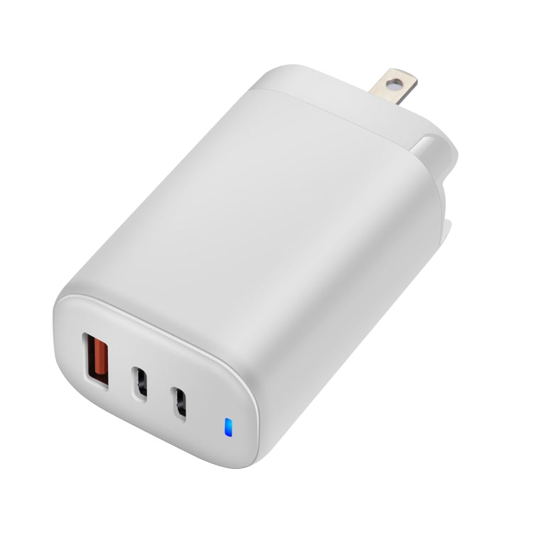 XY 65W USB + Dual USB-C / Type-C Gallium Nitride Travel Charger Set with LED Indicator & Detachable Plug, US Plug(White) - free shipping - PMC TechLife - Order now!