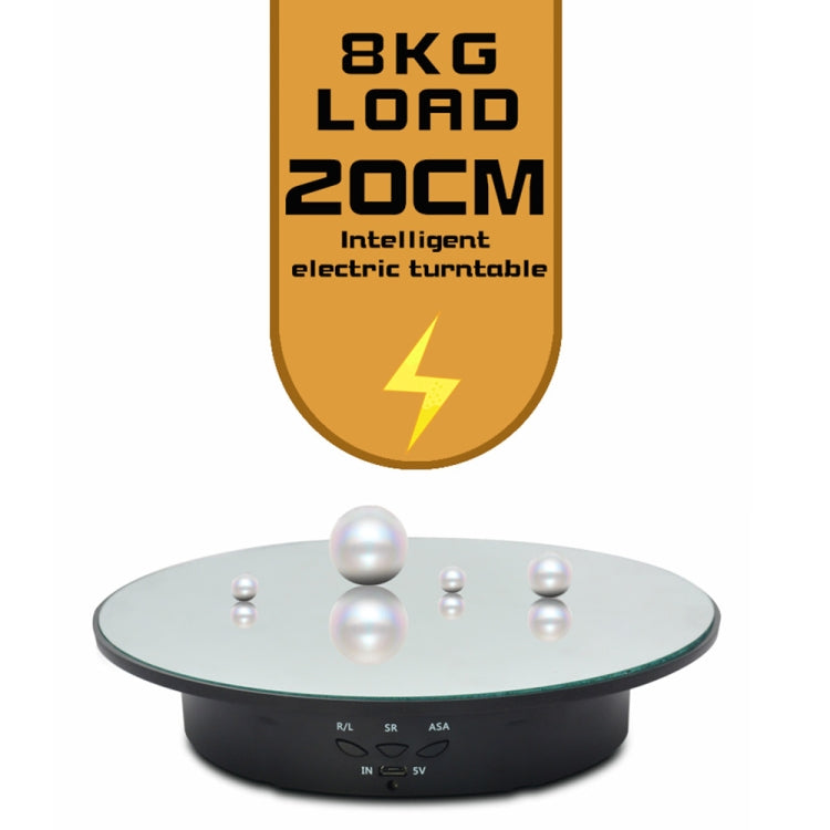 20cm USB Electric Rotating Turntable Display Stand Video Shooting Props Turntable for Photography, Load: 8kg(White Mirror) - free shipping - PMC TechLife - Order now!