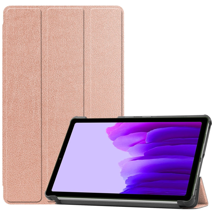 For Samsung Galaxy Tab A7 Lite T225 Custer Pattern Pure Color Horizontal Flip Leather Case with Three-folding Holder(Rose Gold) - free shipping - PMC TechLife - Order now!