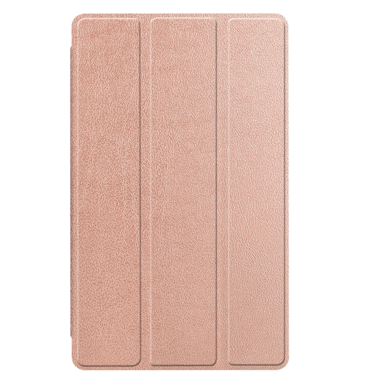 For Samsung Galaxy Tab A7 Lite T225 Custer Pattern Pure Color Horizontal Flip Leather Case with Three-folding Holder(Rose Gold) - free shipping - PMC TechLife - Order now!