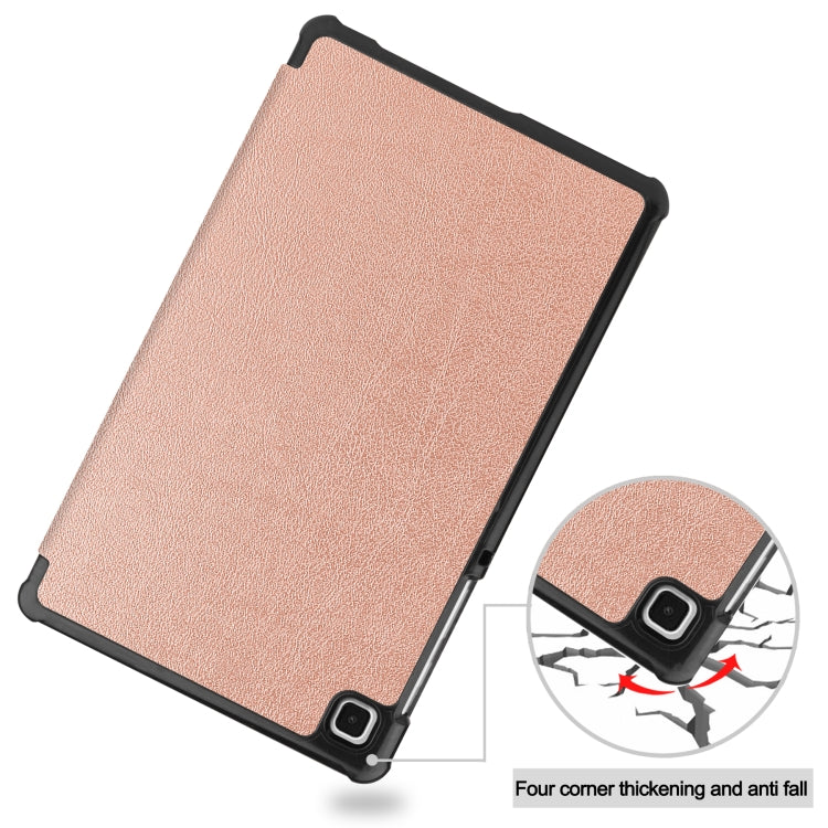 For Samsung Galaxy Tab A7 Lite T225 Custer Pattern Pure Color Horizontal Flip Leather Case with Three-folding Holder(Rose Gold) - free shipping - PMC TechLife - Order now!