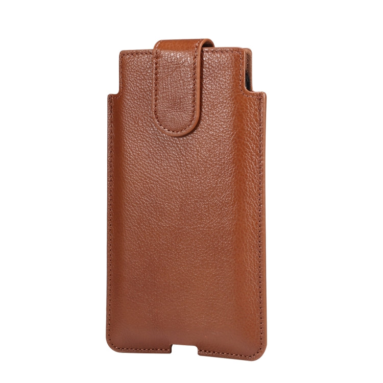 Universal Cow Leather Vertical Mobile Phone Leather Case Waist Bag For 7.2 inch and Below Phones(Brown) - More iPhone Cases by PMC TechLife | Online Shopping South Africa | PMC TechLife | Buy Now Pay Later Mobicred