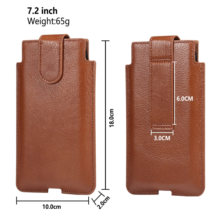 Universal Cow Leather Vertical Mobile Phone Leather Case Waist Bag For 7.2 inch and Below Phones(Brown) - More iPhone Cases by PMC TechLife | Online Shopping South Africa | PMC TechLife | Buy Now Pay Later Mobicred
