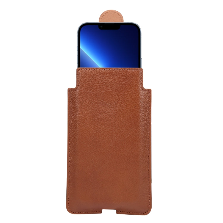 Universal Cow Leather Vertical Mobile Phone Leather Case Waist Bag For 7.2 inch and Below Phones(Brown) - More iPhone Cases by PMC TechLife | Online Shopping South Africa | PMC TechLife | Buy Now Pay Later Mobicred