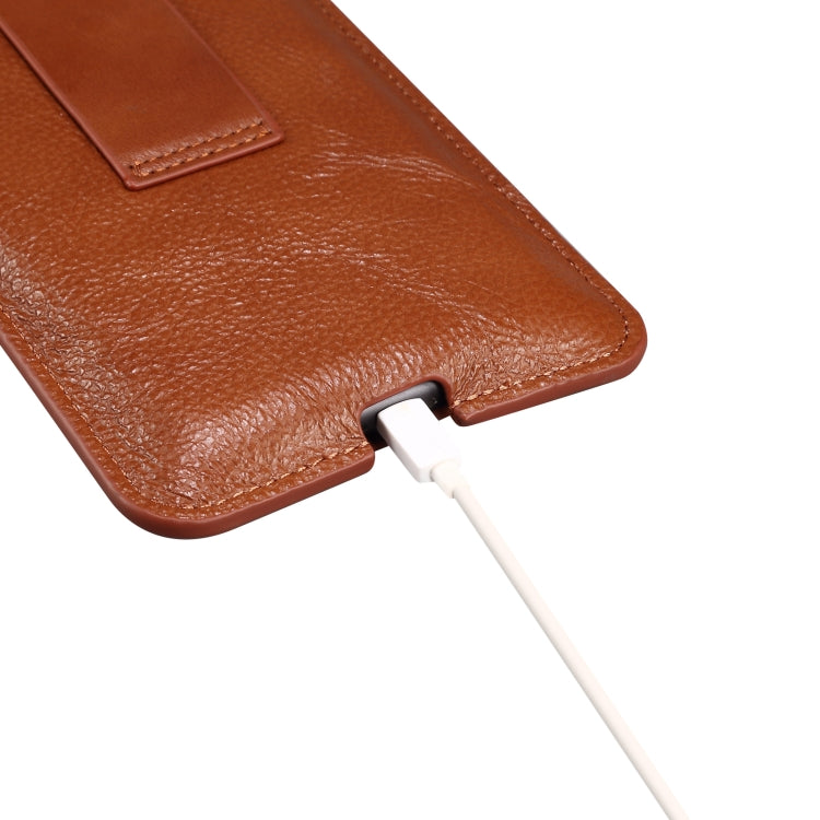 Universal Cow Leather Vertical Mobile Phone Leather Case Waist Bag For 7.2 inch and Below Phones(Brown) - More iPhone Cases by PMC TechLife | Online Shopping South Africa | PMC TechLife | Buy Now Pay Later Mobicred