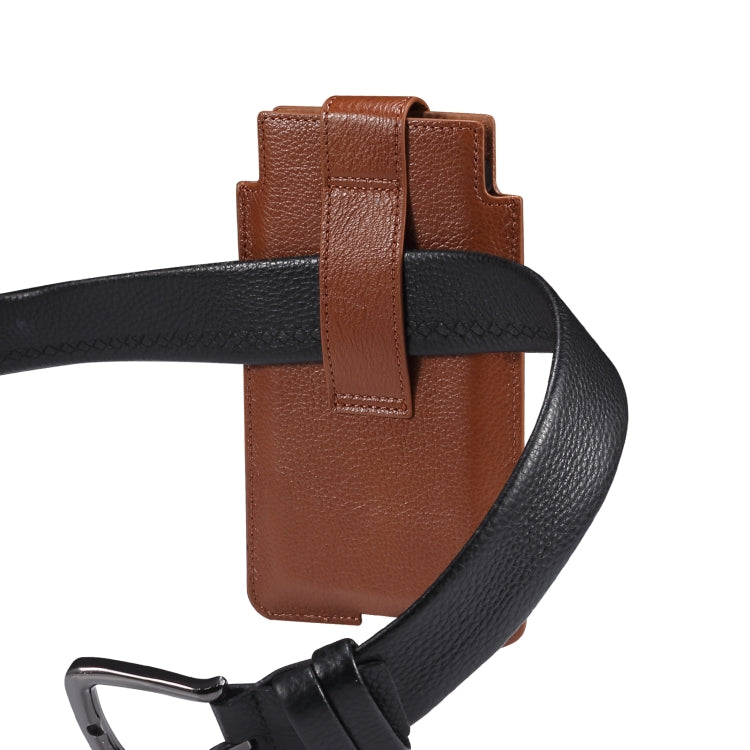 Universal Cow Leather Vertical Mobile Phone Leather Case Waist Bag For 7.2 inch and Below Phones(Brown) - More iPhone Cases by PMC TechLife | Online Shopping South Africa | PMC TechLife | Buy Now Pay Later Mobicred