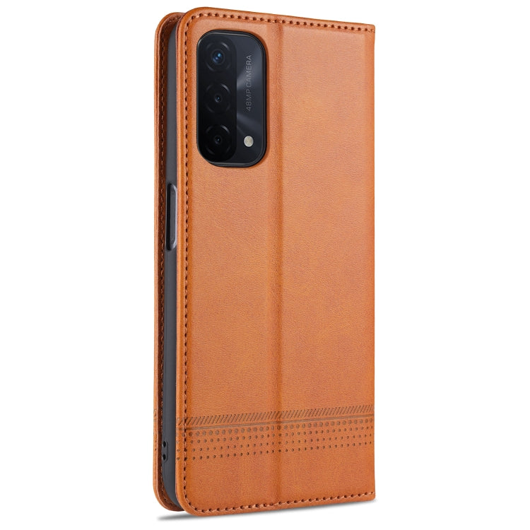For OPPO A74 (5G) AZNS Magnetic Calf Texture Horizontal Flip Leather Case with Card Slots & Holder & Wallet(Light Brown) - OPPO Cases by AZNS | Online Shopping South Africa | PMC TechLife | Buy Now Pay Later Mobicred