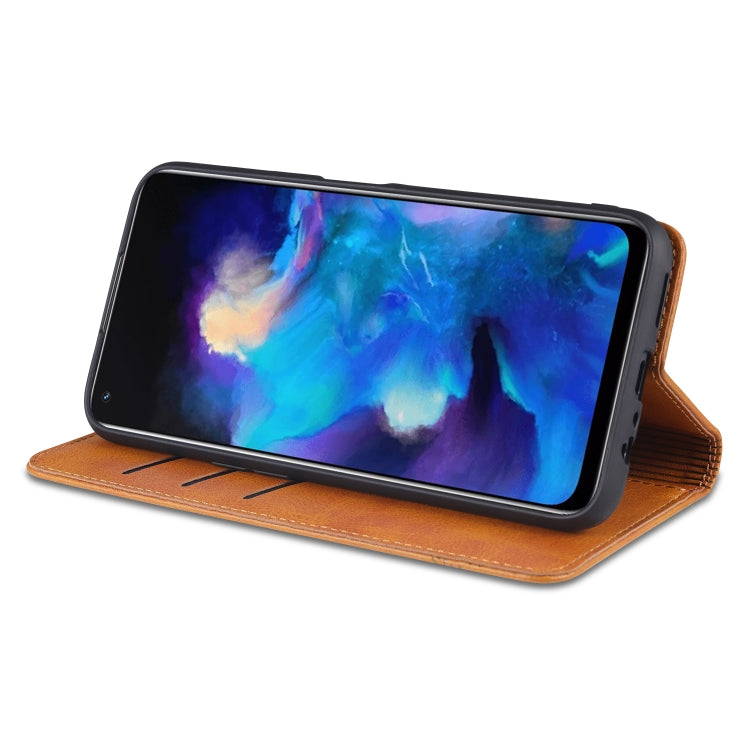 For OPPO A74 (5G) AZNS Magnetic Calf Texture Horizontal Flip Leather Case with Card Slots & Holder & Wallet(Light Brown) - OPPO Cases by AZNS | Online Shopping South Africa | PMC TechLife | Buy Now Pay Later Mobicred