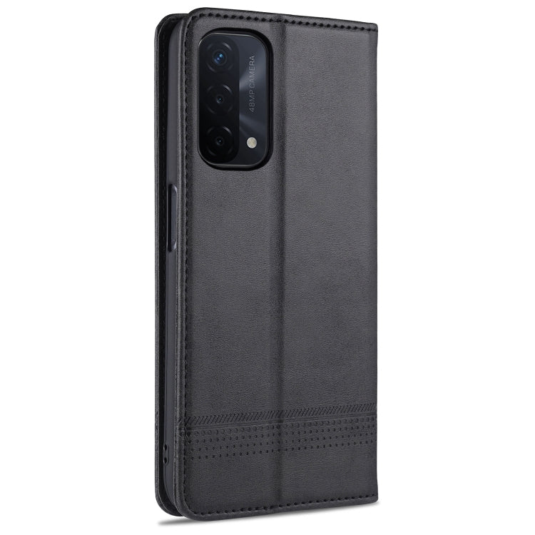For OPPO A74 (5G) AZNS Magnetic Calf Texture Horizontal Flip Leather Case with Card Slots & Holder & Wallet(Black) - OPPO Cases by AZNS | Online Shopping South Africa | PMC TechLife | Buy Now Pay Later Mobicred