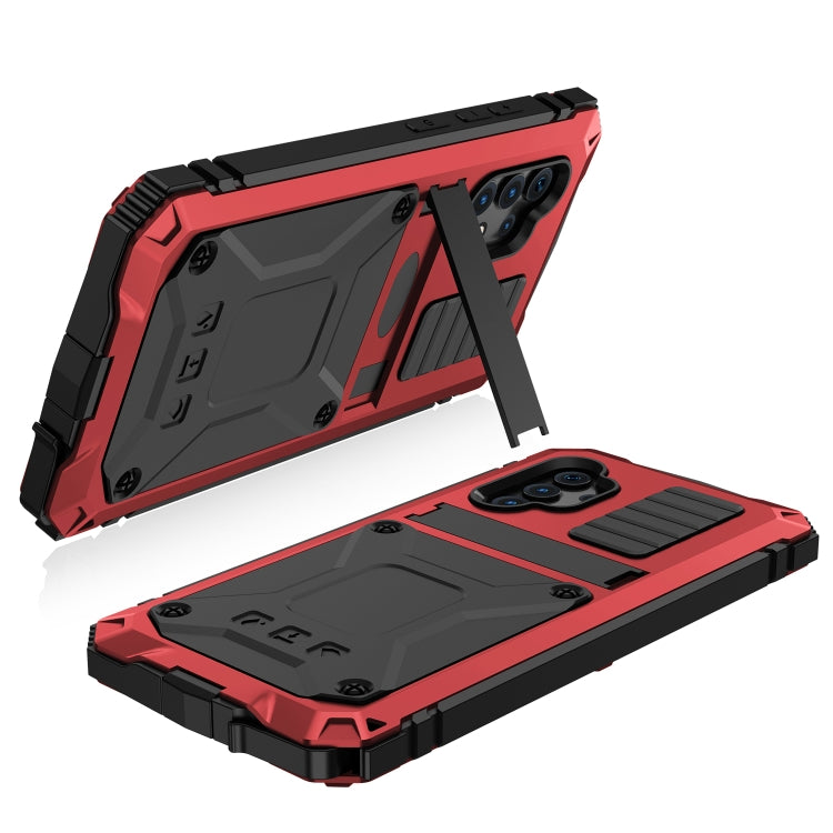 For Samsung Galaxy A32 4G R-JUST Waterproof Shockproof Dustproof Metal + Silicone Protective Case with Holder(Red) - Galaxy Phone Cases by R-JUST | Online Shopping South Africa | PMC TechLife | Buy Now Pay Later Mobicred