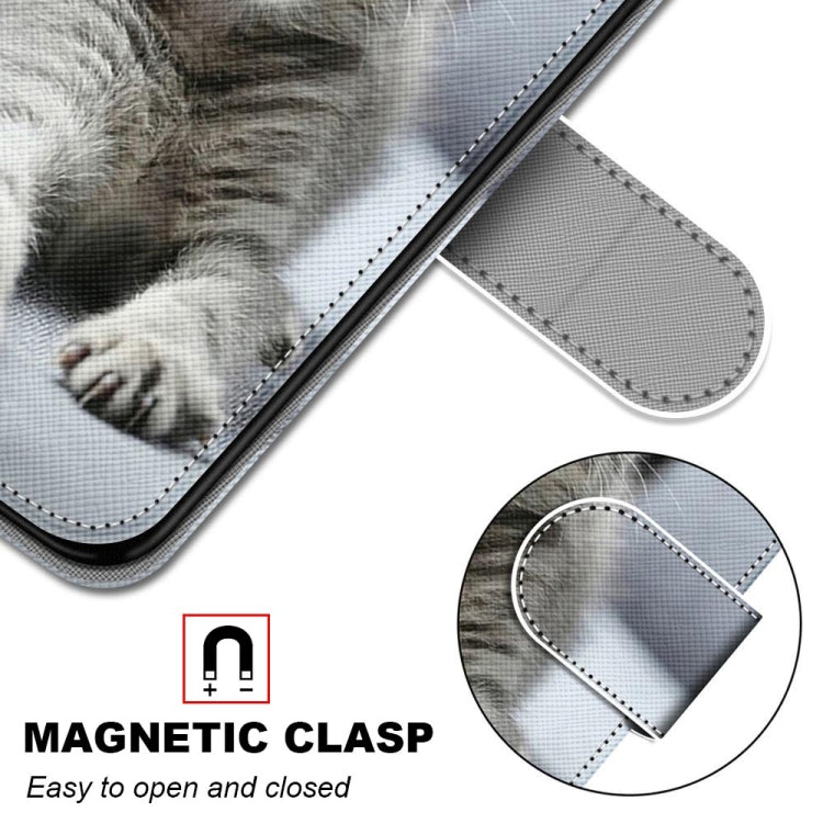 For Xiaomi Redmi Note 10 5G Coloured Drawing Cross Texture Horizontal Flip PU Leather Case with Holder & Card Slots & Wallet & Lanyard(Small Gray Cat) - free shipping - PMC TechLife - Order now!