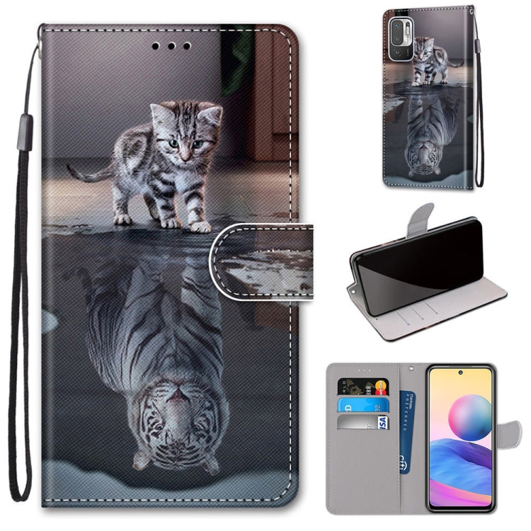 For Xiaomi Redmi Note 10 5G Coloured Drawing Cross Texture Horizontal Flip PU Leather Case with Holder & Card Slots & Wallet & Lanyard(Cat Becomes Tiger) - free shipping - PMC TechLife - Order now!