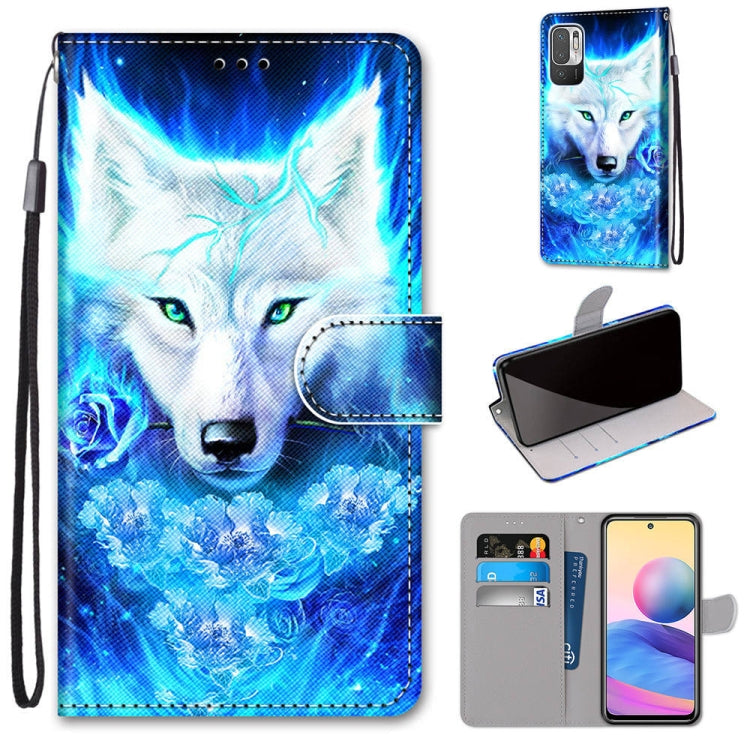 For Xiaomi Redmi Note 10 5G Coloured Drawing Cross Texture Horizontal Flip PU Leather Case with Holder & Card Slots & Wallet & Lanyard(Dick Rose Wolf) - free shipping - PMC TechLife - Order now!