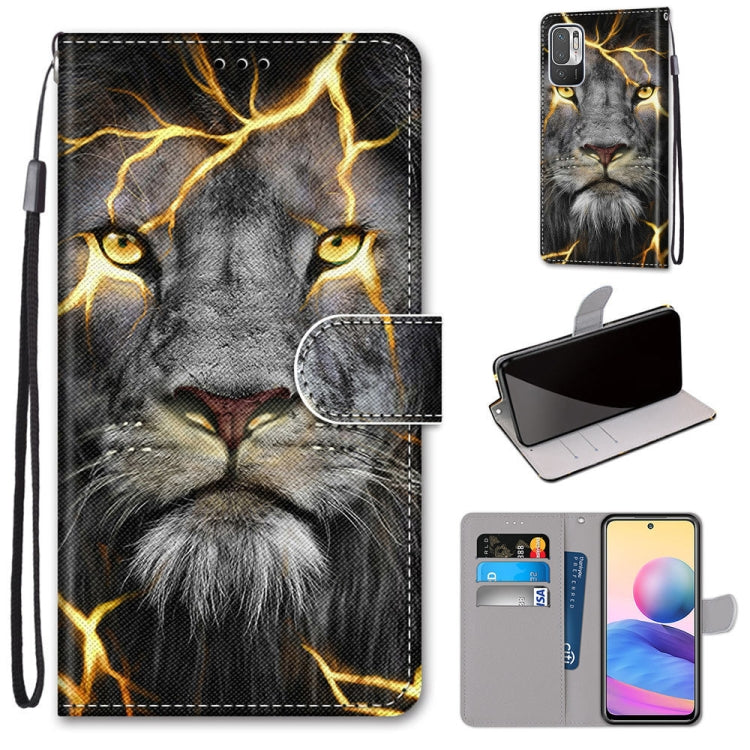 For Xiaomi Redmi Note 10 5G Coloured Drawing Cross Texture Horizontal Flip PU Leather Case with Holder & Card Slots & Wallet & Lanyard(Fission Lion) - free shipping - PMC TechLife - Order now!