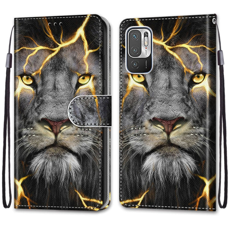 For Xiaomi Redmi Note 10 5G Coloured Drawing Cross Texture Horizontal Flip PU Leather Case with Holder & Card Slots & Wallet & Lanyard(Fission Lion) - free shipping - PMC TechLife - Order now!