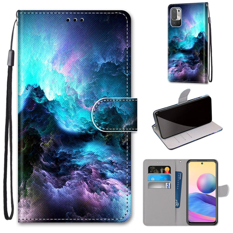 For Xiaomi Redmi Note 10 5G Coloured Drawing Cross Texture Horizontal Flip PU Leather Case with Holder & Card Slots & Wallet & Lanyard(Colorful Clouds) - free shipping - PMC TechLife - Order now!