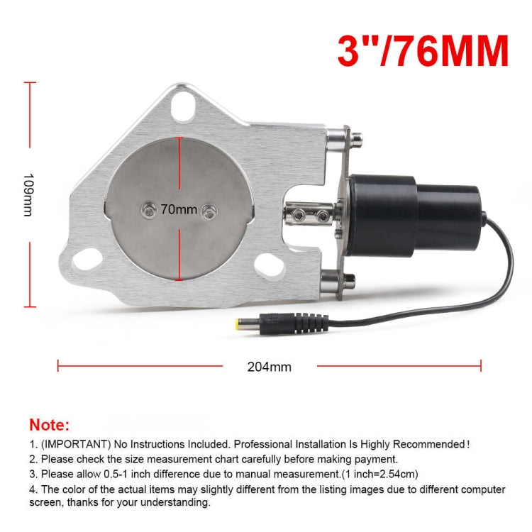 Universal Car Stainless Steel Racing Electric Exhaust Cutout Valves Control Motor, Size:3 inch - Exhaust Pipes by PMC TechLife | Online Shopping South Africa | PMC TechLife | Buy Now Pay Later Mobicred