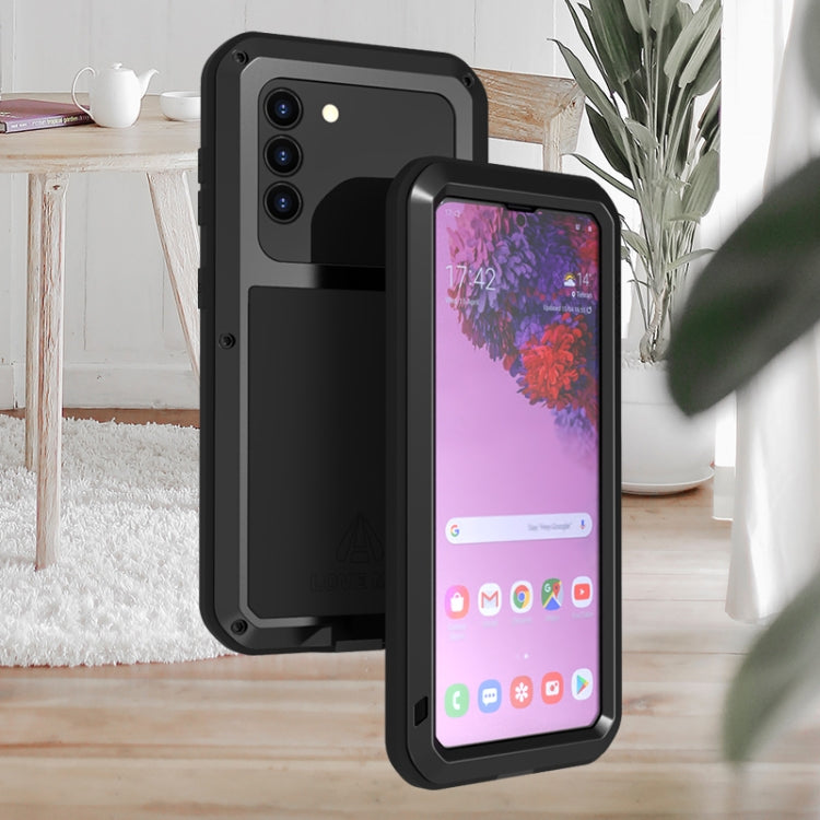 For Samsung Galaxy S21 5G LOVE MEI Metal Shockproof Waterproof Dustproof Protective Case with Glass(Black) - free shipping - PMC TechLife - Order now!