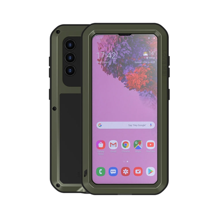 For Samsung Galaxy S21 5G LOVE MEI Metal Shockproof Waterproof Dustproof Protective Case with Glass(Army Green) - free shipping - PMC TechLife - Order now!
