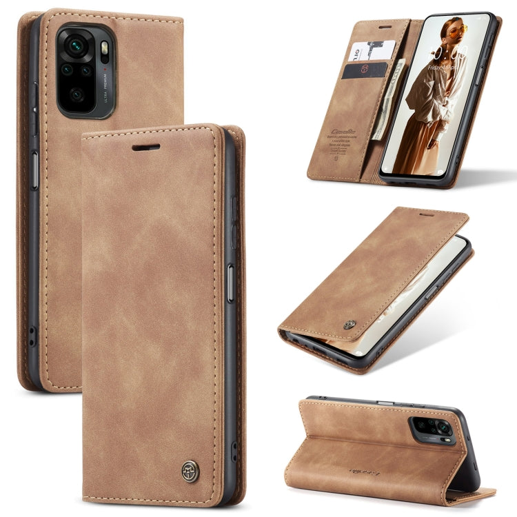 For Xiaomi Redmi Note 10 4G / Note 10s CaseMe 013 Multifunctional Horizontal Flip Leather Case with Holder & Card Slot & Wallet(Brown) - free shipping - PMC TechLife - Order now!