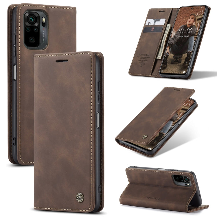 For Xiaomi Redmi Note 10 4G / Note 10s CaseMe 013 Multifunctional Horizontal Flip Leather Case with Holder & Card Slot & Wallet(Coffee) - free shipping - PMC TechLife - Order now!